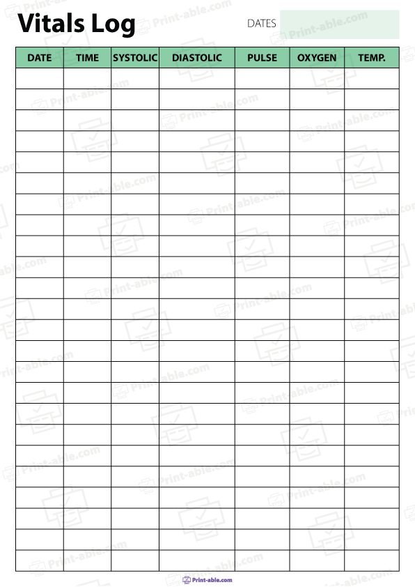 Vital Sign Printable Free Download