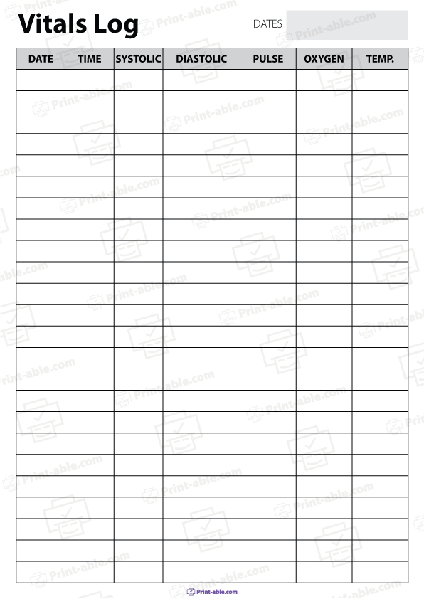 Vital Sign Printable Free Download