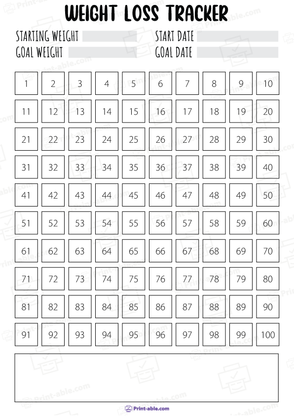 Weight Loss Tracker Printable Free Download