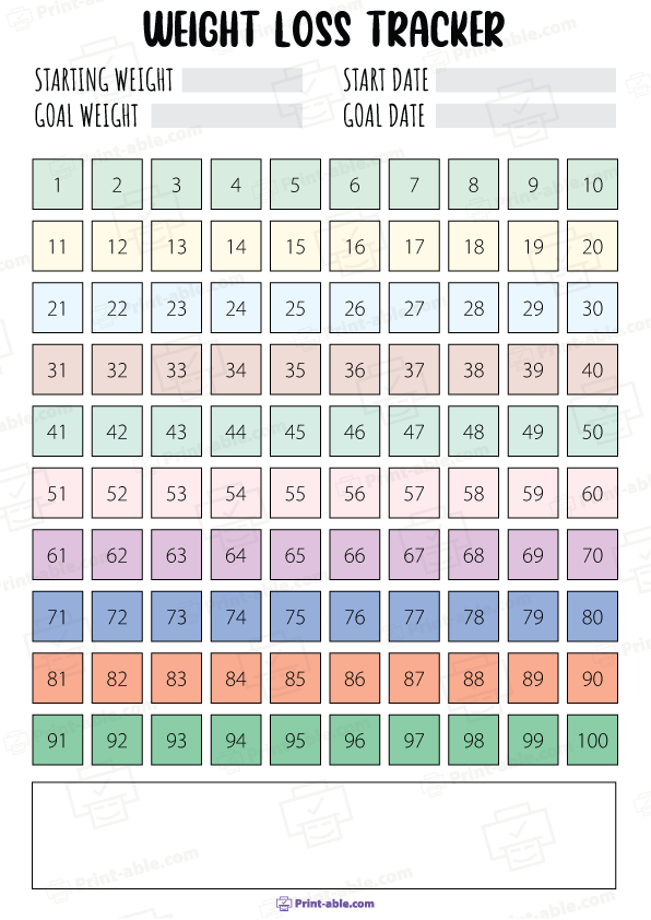 Weight Loss Tracker Printable Free Download