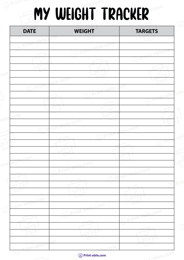 Weight Loss Tracker Printable Free Download