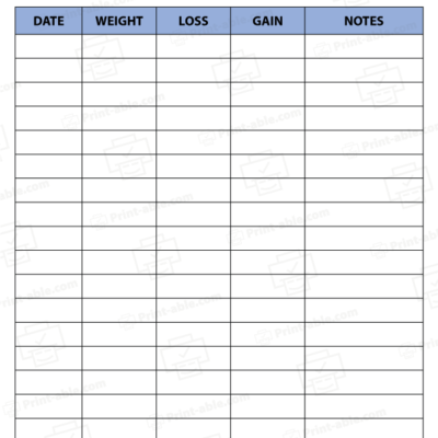 Weight Loss Tracker Printable Free Download