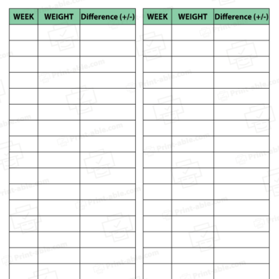 Weight Loss Tracker Printable Free Download