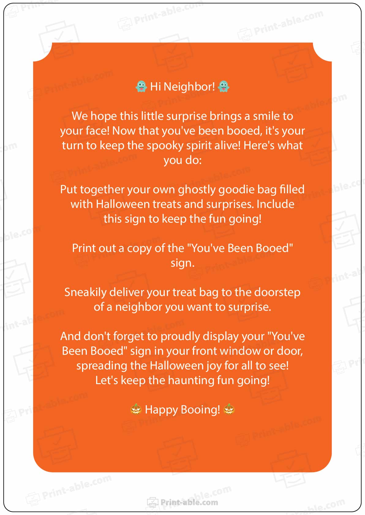 You've Been Booed Printable