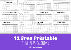 June 2025 Calendar Printable Free Download