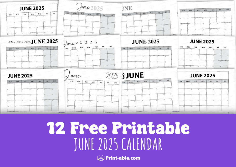 June 2025 Calendar Printable Free Download