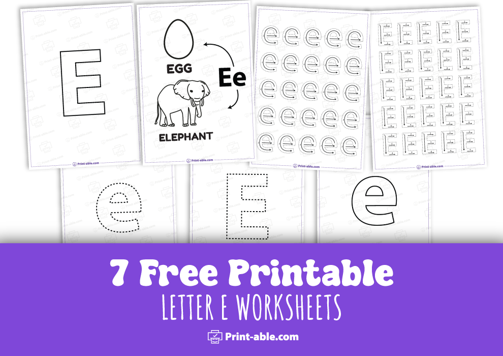 Letter E Printable Worksheet free download