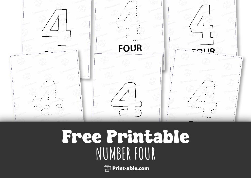 Number Four Printable Free Download