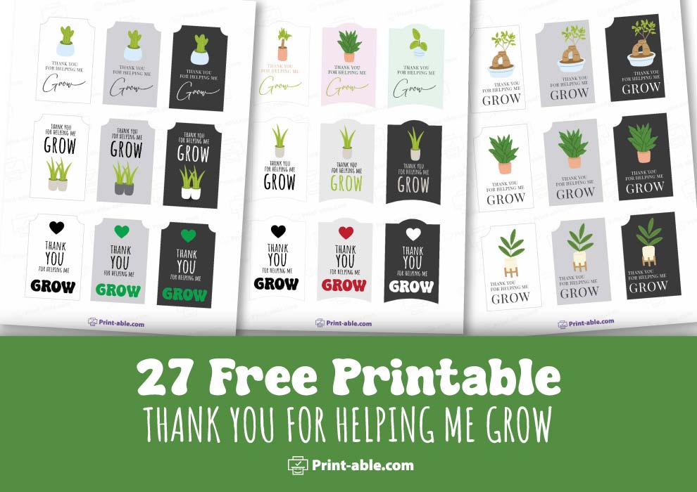 Thank You For Helping Me Grow Printable