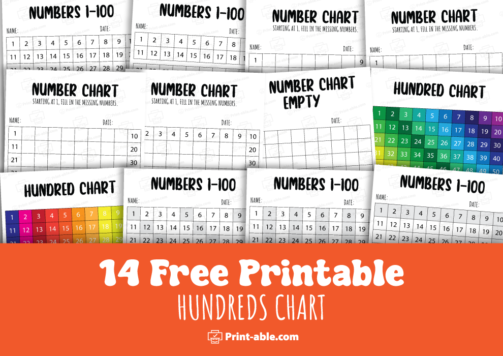 Hundreds Chart Printable Free Download