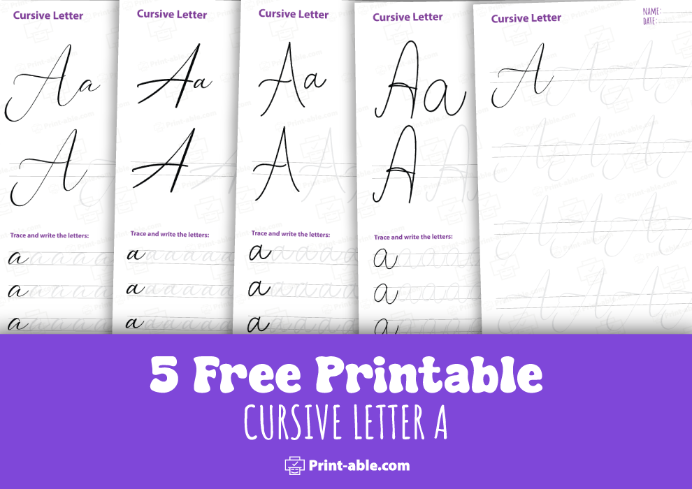 Cursive letter a printable free download