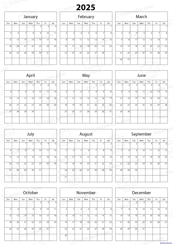 2025 Calendar Printable Free Download
