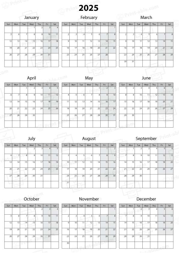 2025 Calendar Printable Free Download
