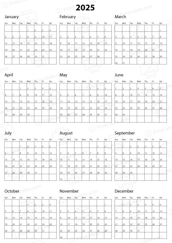 2025 Calendar Printable Free Download