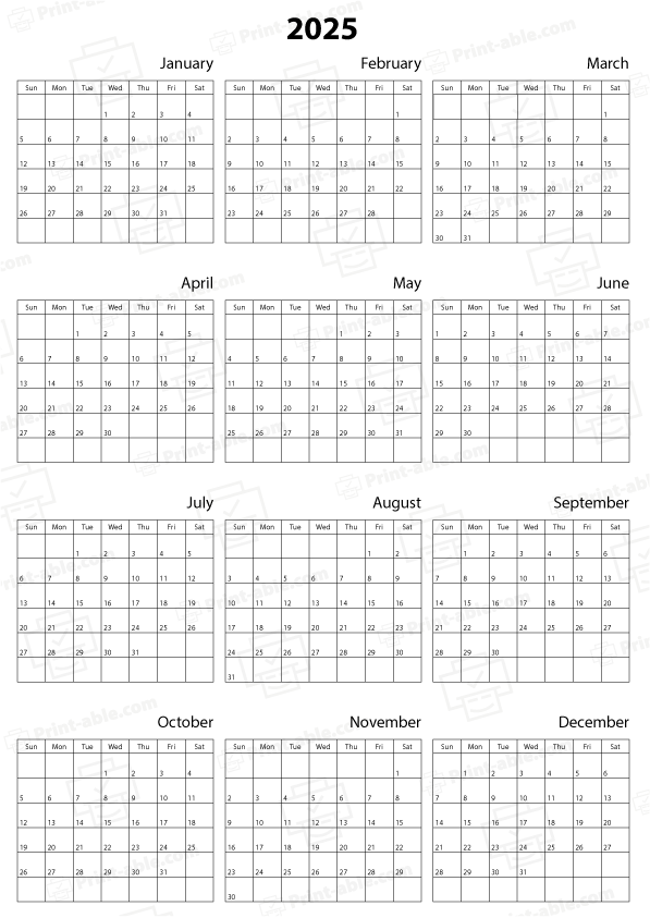 2025 Calendar Printable Free Download