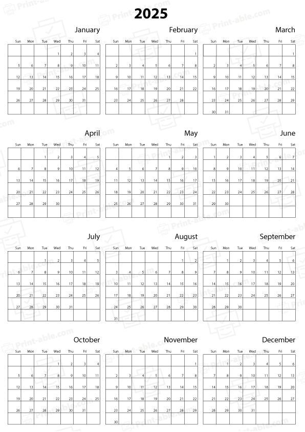 2025 Calendar Printable Free Download