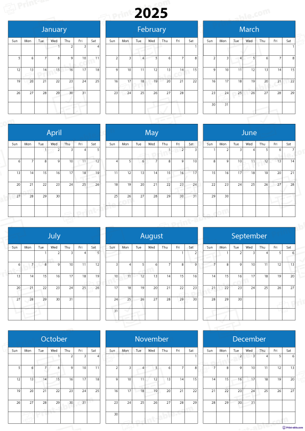 2025 Calendar Printable Free Download