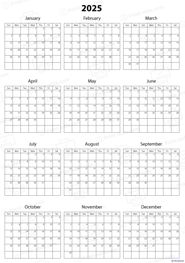 2025 Calendar Printable Free Download