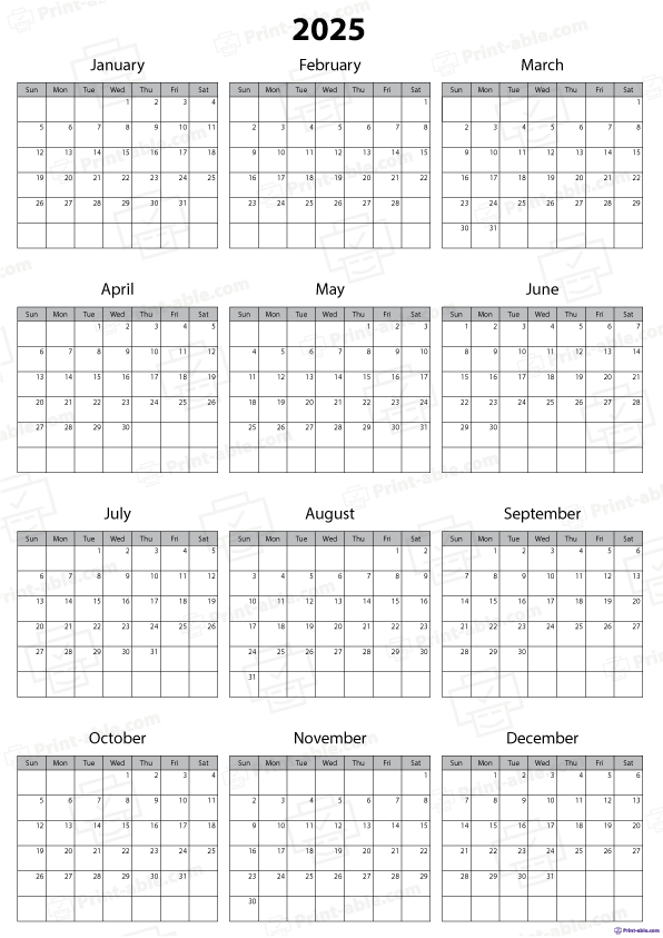 2025 Calendar Printable Free Download