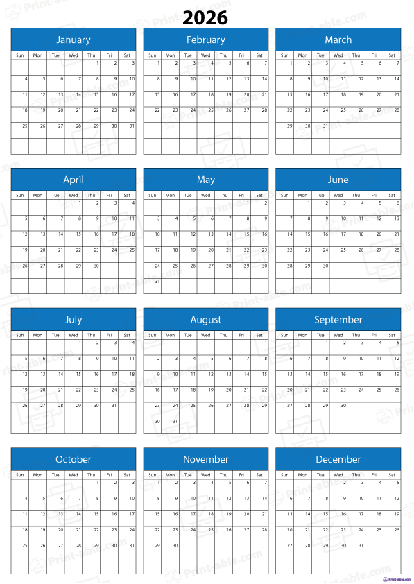 2026 Calendar Printable Free Download