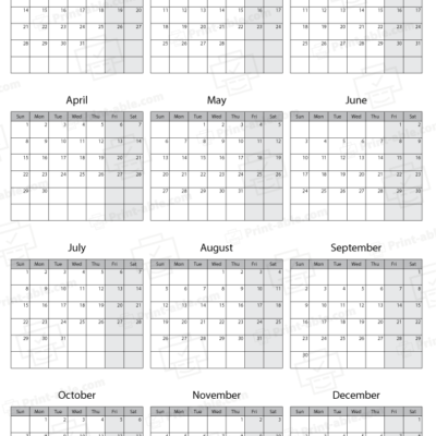 2029 calendar printable