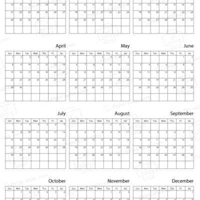 2029 calendar printable