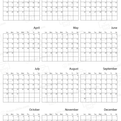 2029 calendar printable