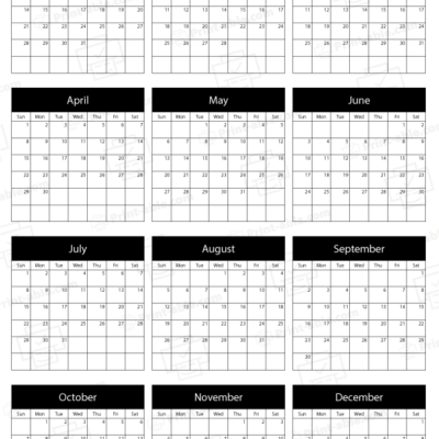 2029 calendar printable