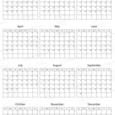 2029 calendar printable