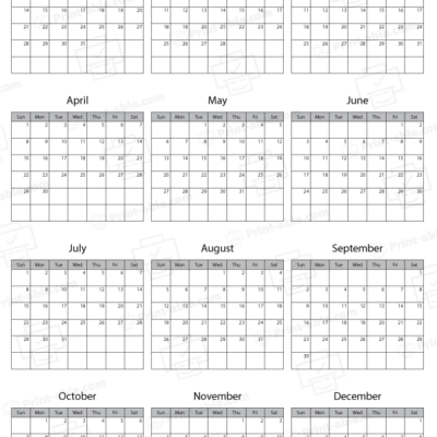 2029 calendar printable