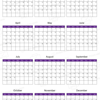 2029 calendar printable