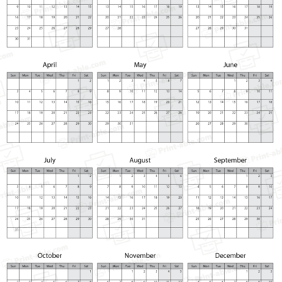 2033 Calendar printable free download