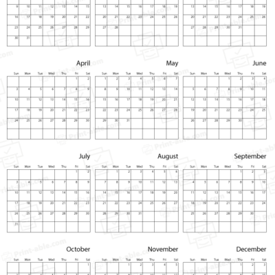 2033 Calendar printable free download