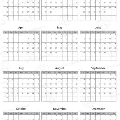 2033 Calendar printable free download