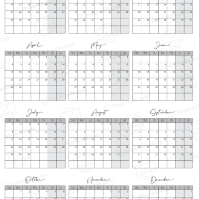 2035 Calendar printable free download