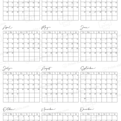 2035 Calendar printable free download