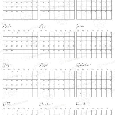 2035 Calendar printable free download