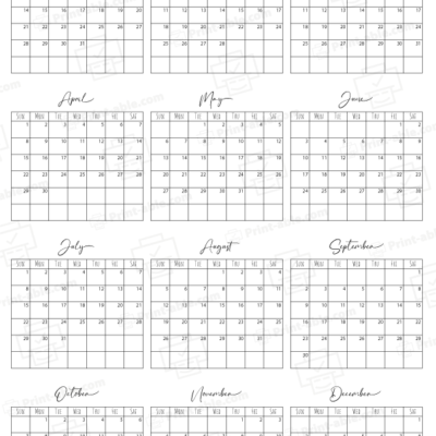 2035 Calendar printable free download