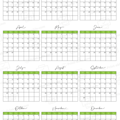 2035 Calendar printable free download