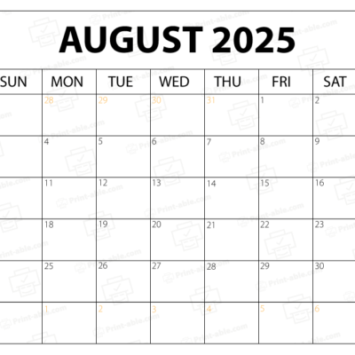 August 2025 Calendar Printable