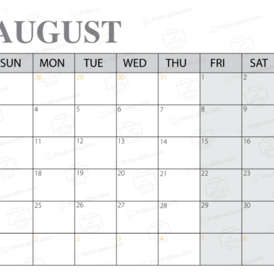 August 2025 Calendar Printable