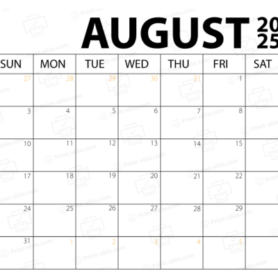 August 2025 Calendar Printable