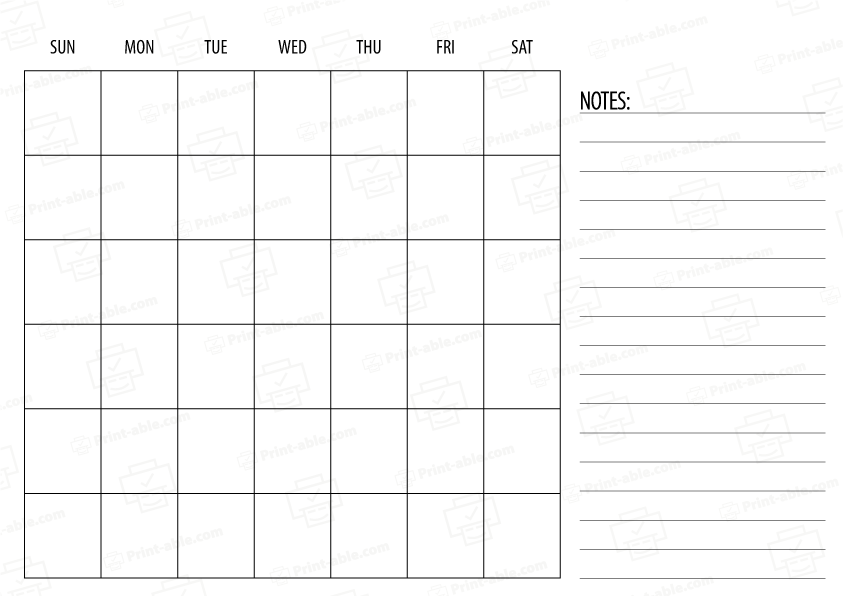 Free Printable Blank Calendar Template