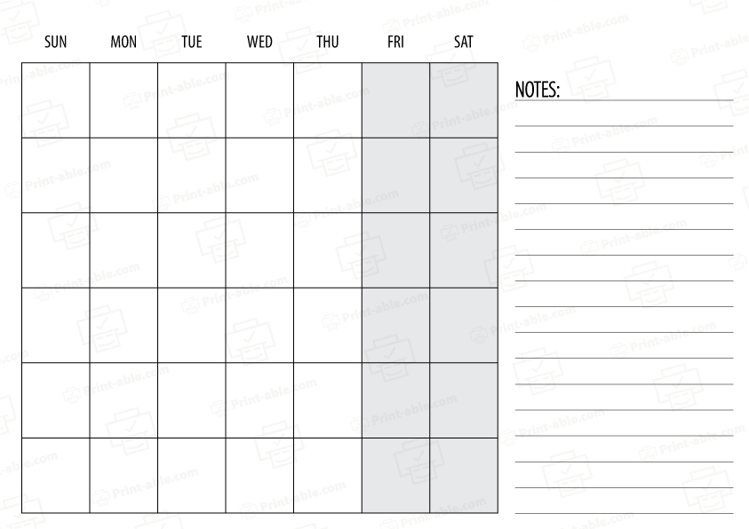 Free Printable Blank Calendar Template