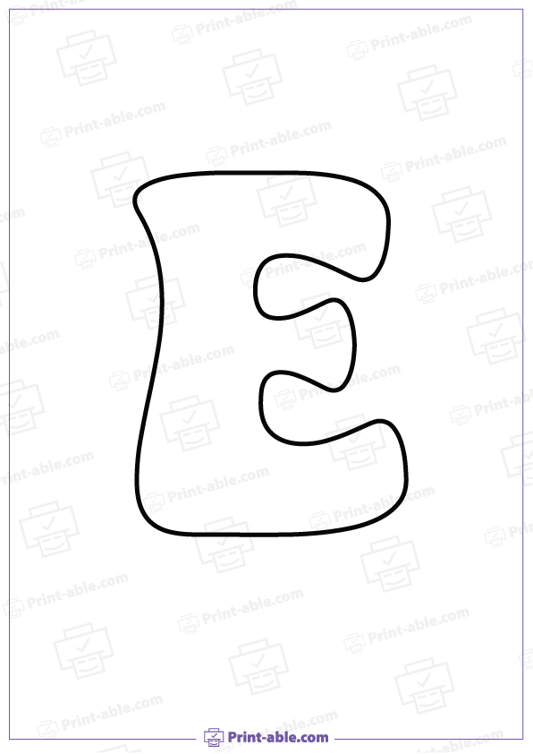 Bubble Letter E Printable Free Download