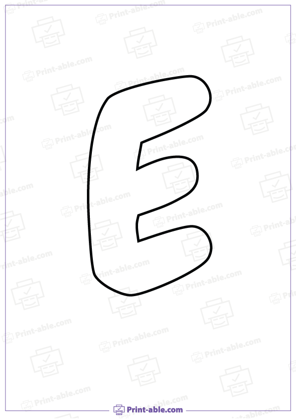 Bubble Letter E Printable Free Download