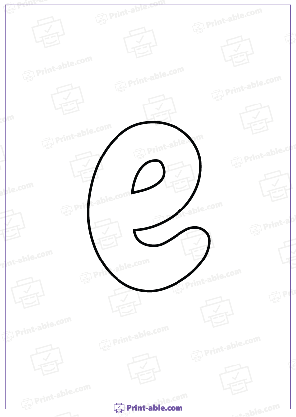 Bubble Letter E Printable Free Download