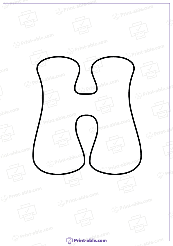 Bubble Letter H Printable