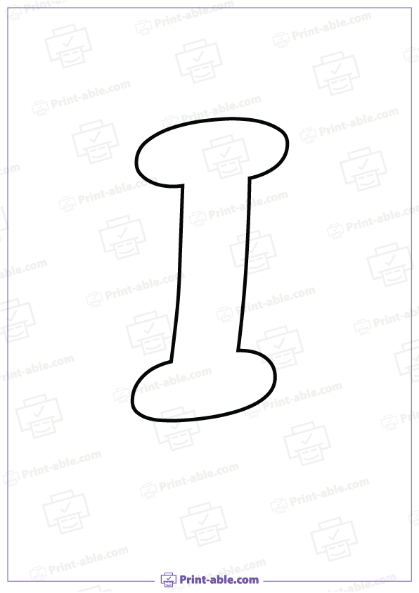 Bubble Letter I Printable