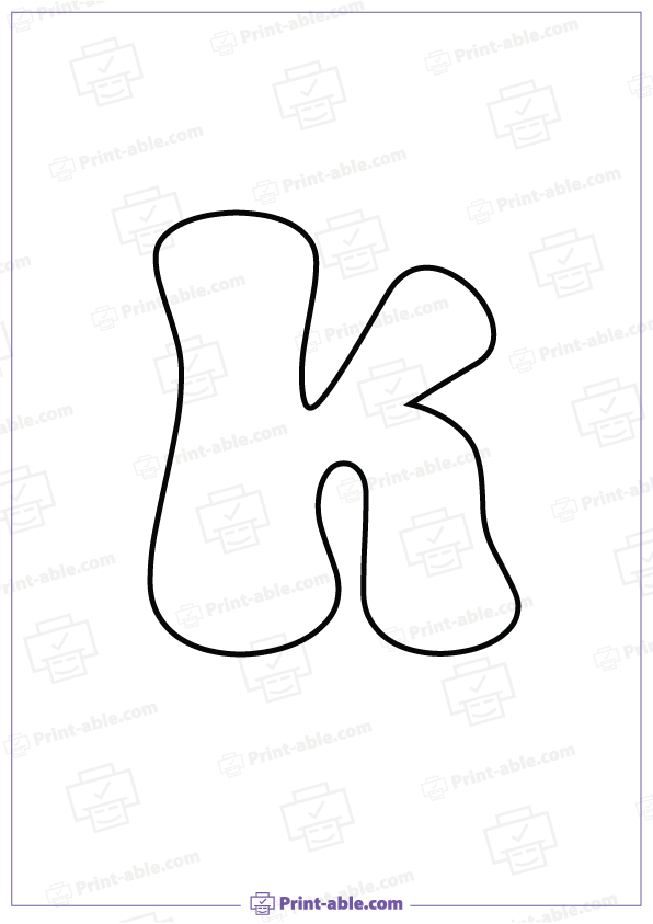 Bubble Letter K Printable